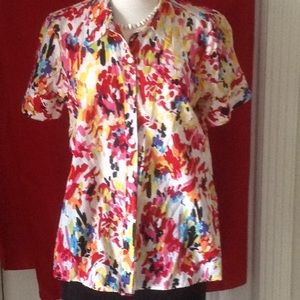 Casual cotton, multicolor, print over shirt. M 👚